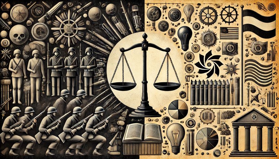 DALL·E Thought Choice Power symbolic image illustrating the contrast between authoritarianism and democracy